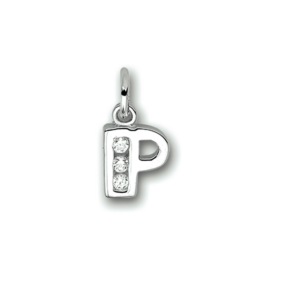 Hanger letter P zirkonia 10 mm zilver #Letter_P