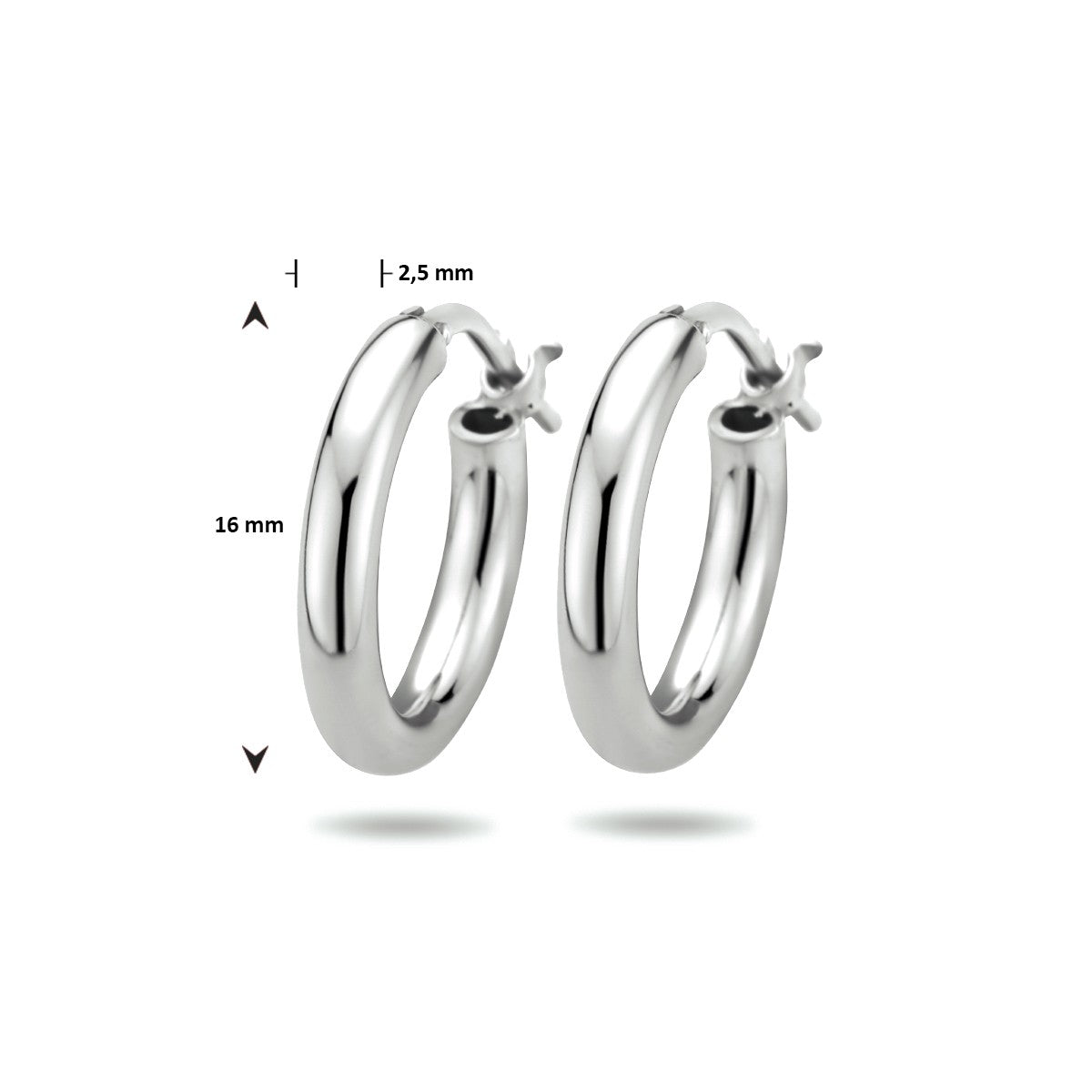 Fantasy Collection Oorbellen 2,5 mm ronde buis zilver