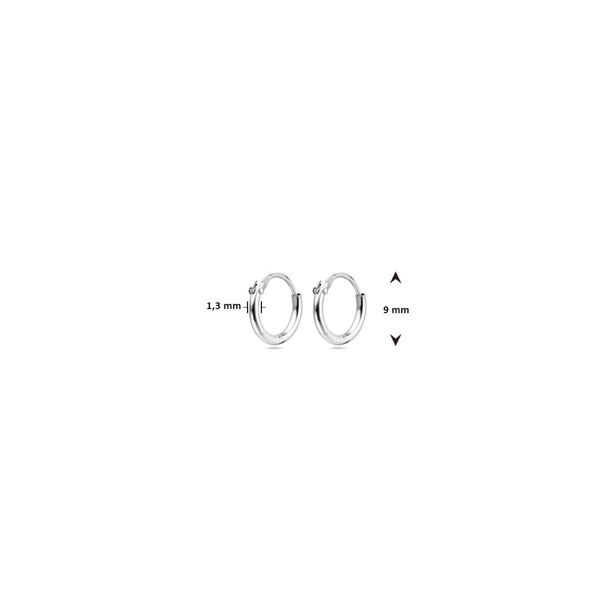 Fantasy Collection Oorbellen 1,3 mm ronde buis zilver