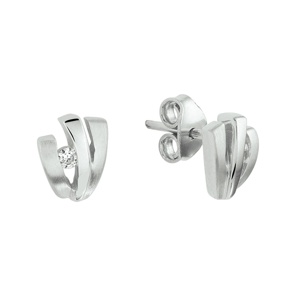 Fantasy Collection Oorbellen zirkonia poli/mat zilver