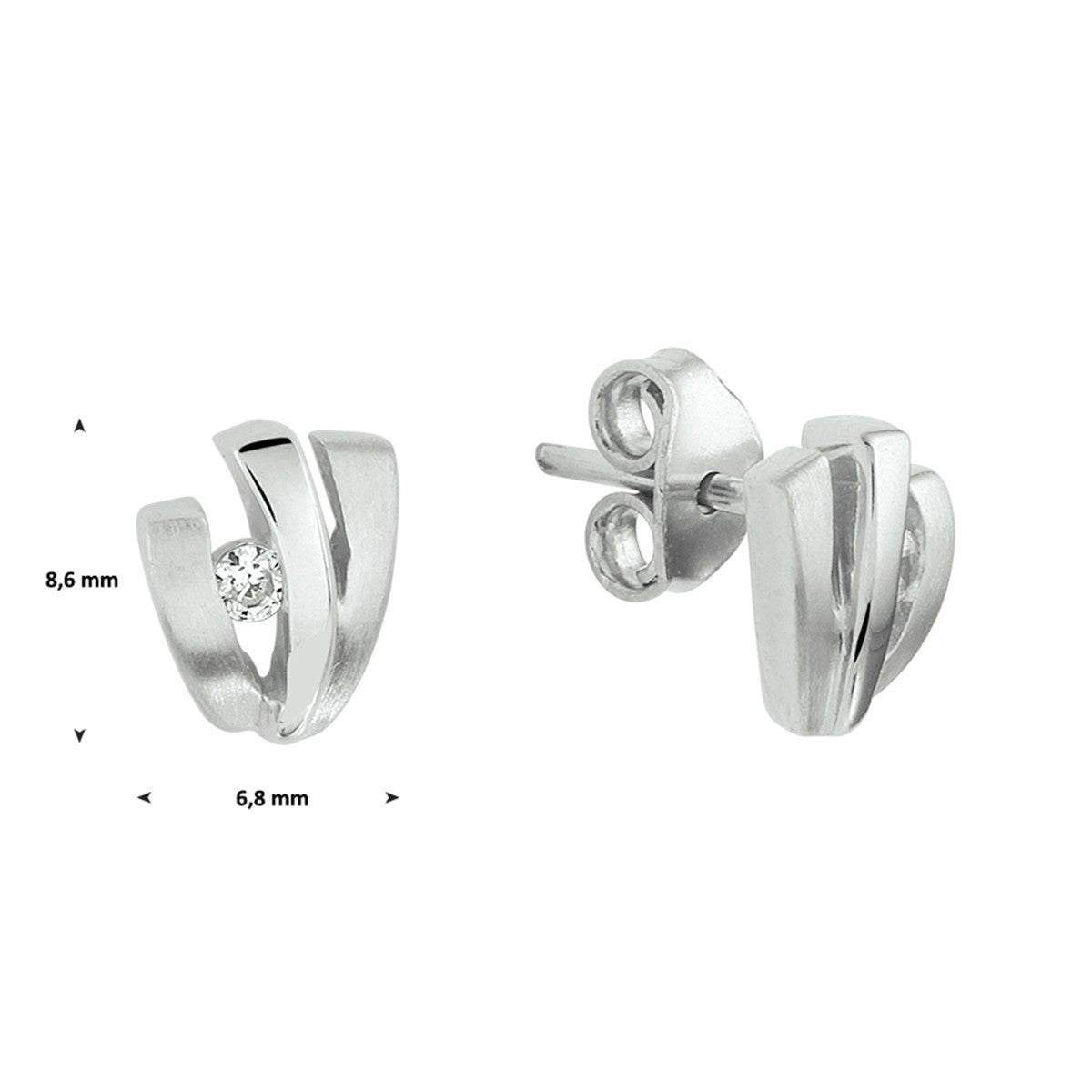 Fantasy Collection Oorbellen zirkonia poli/mat zilver