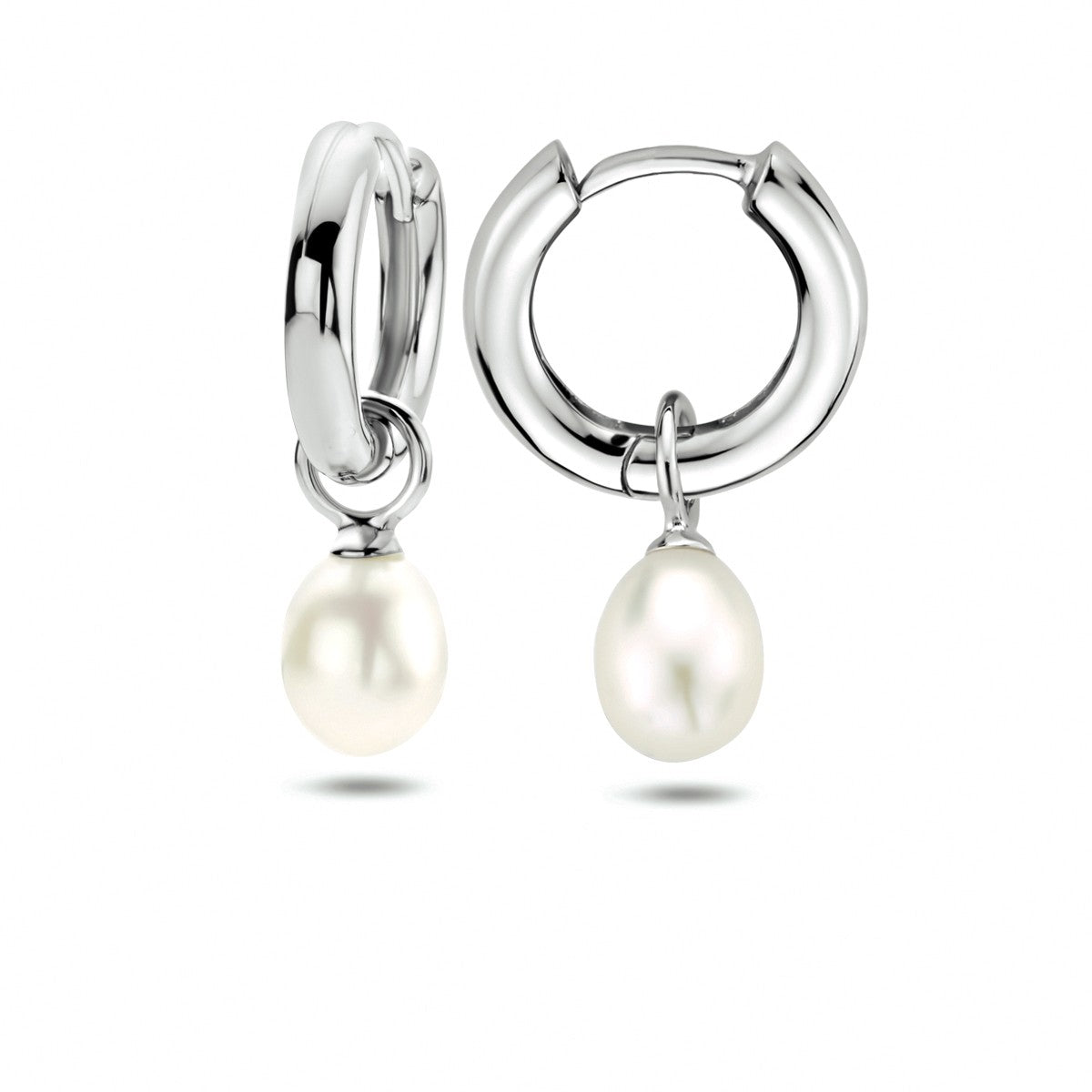 Fantasy Collection Oorbellen parel 24 mm zilver