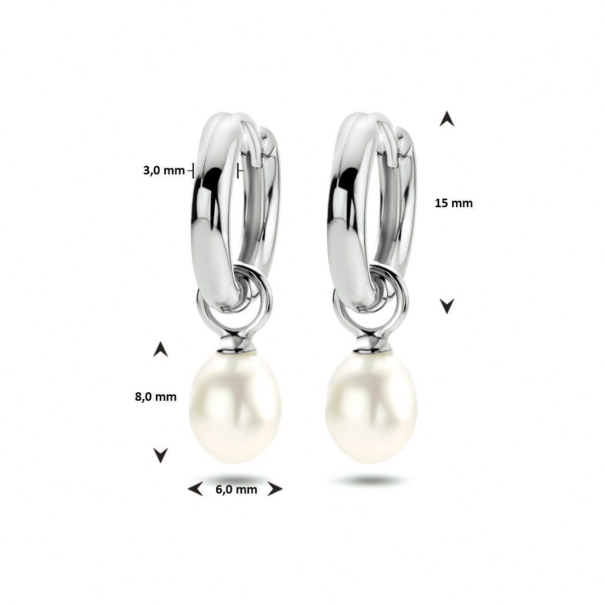 Fantasy Collection Oorbellen parel 24 mm zilver
