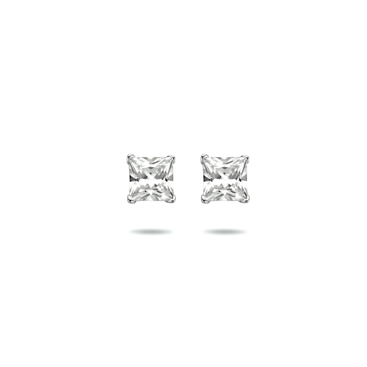 Oorknoppen zirkonia prinses zilver gerhodineerd 6 mm #Diameter steen (mm)_6