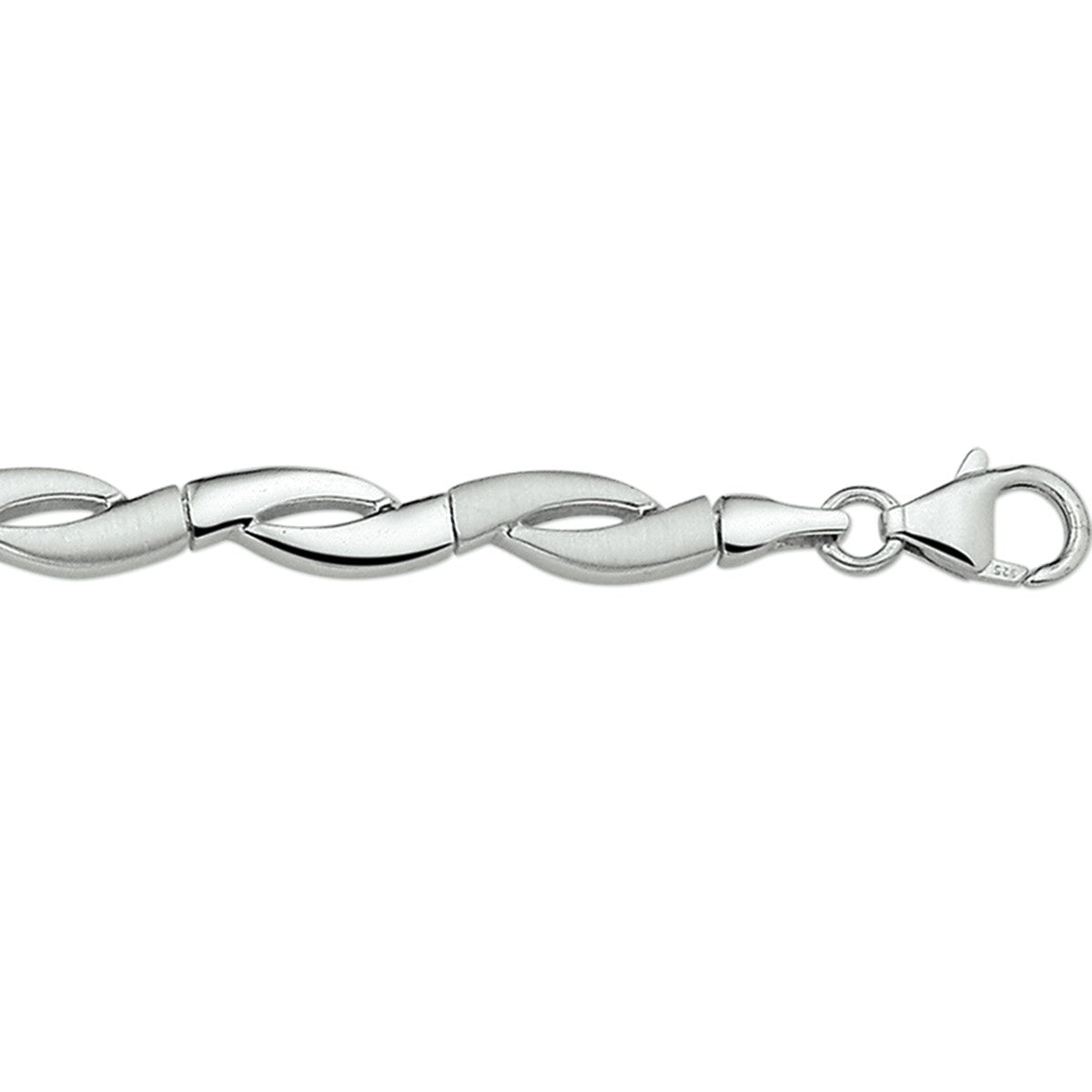 Fantasy Collection Armband poli/mat 6 mm 19 cm zilver
