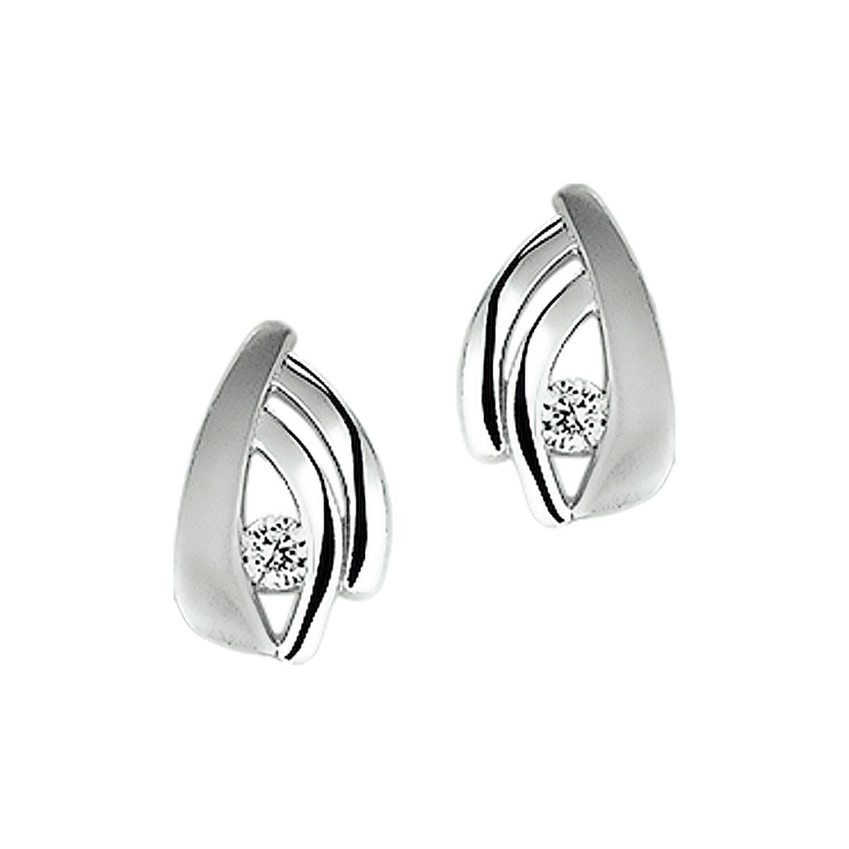 Fantasy Collection Oorbellen zirkonia poli/mat 11,5 mm zilver