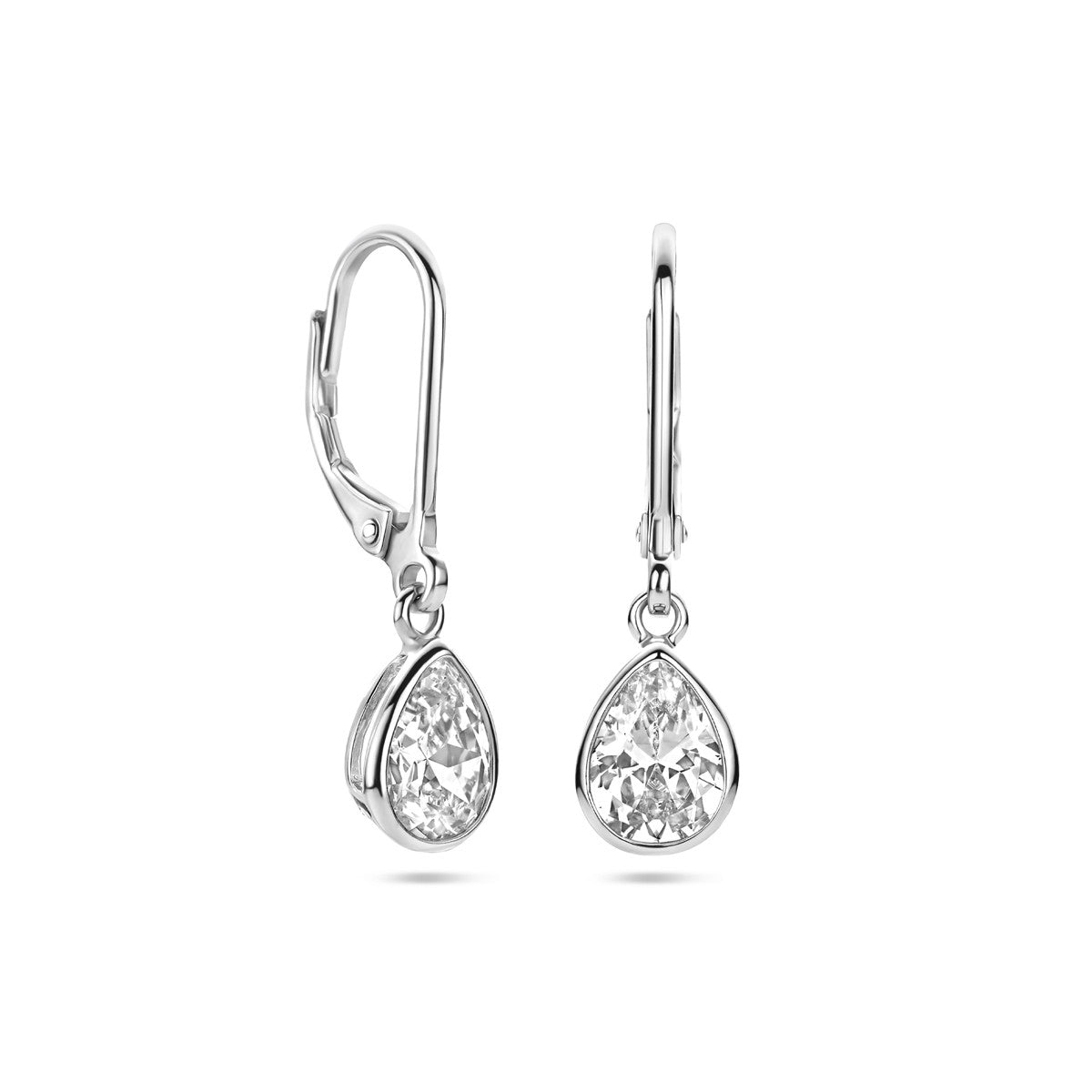 Fantasy Collection Hangende oorbellen zirkonia brisure haak zilver