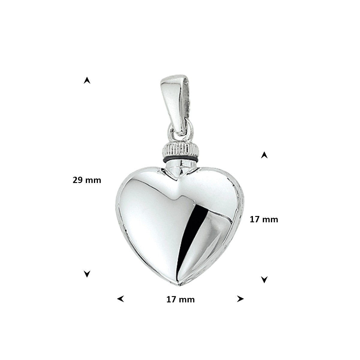 Urnhanger hart 17 mm gerhodineerd zilver – 1308821