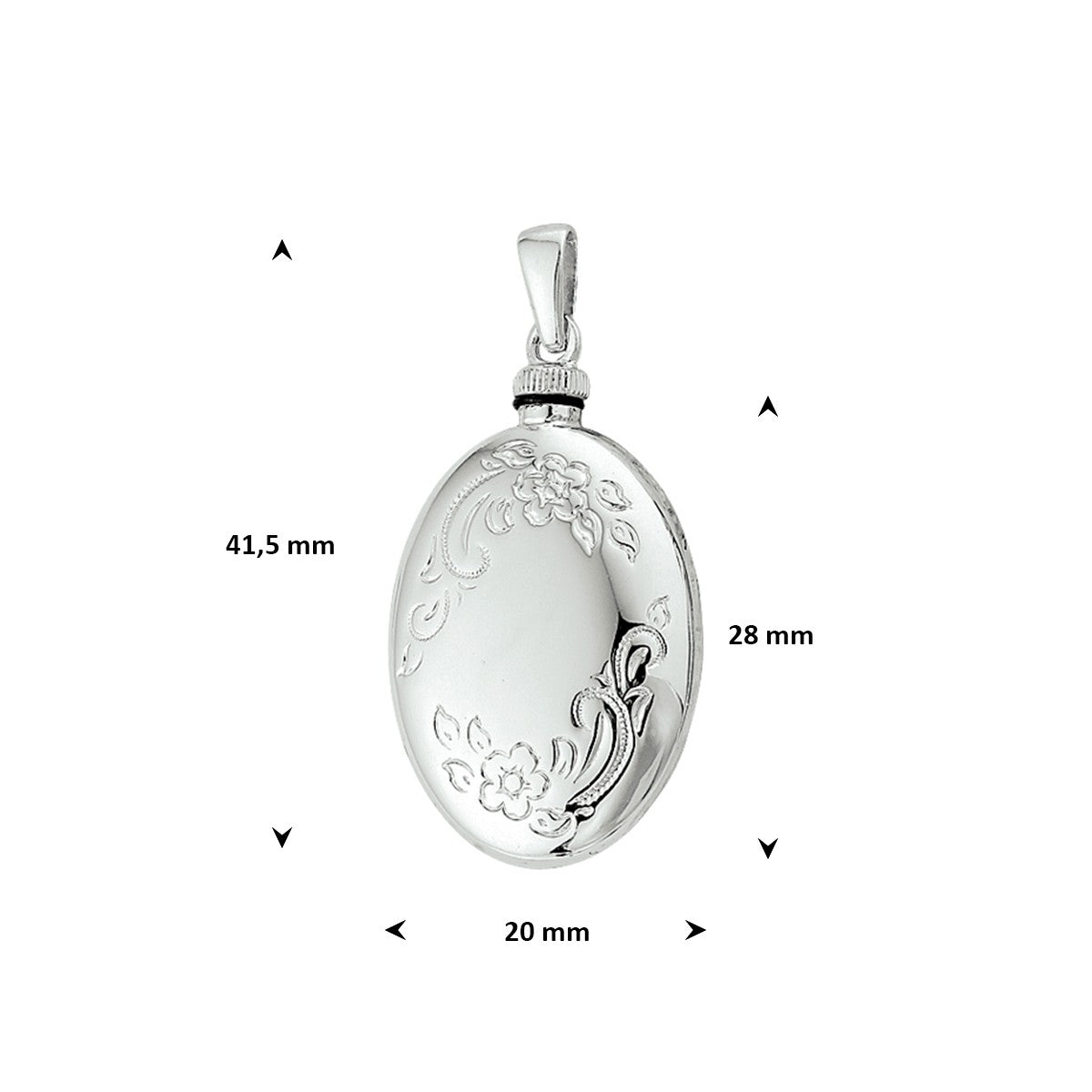 Urnhanger gravure 28 mm zilver