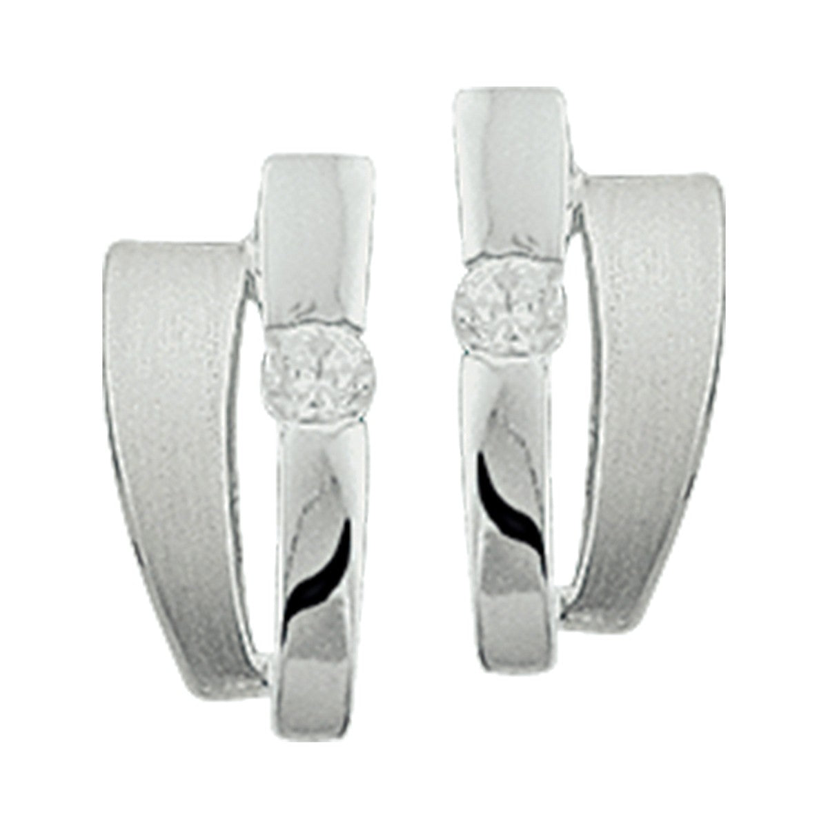 Fantasy Collection Oorbellen zirkonia poli/mat zilver