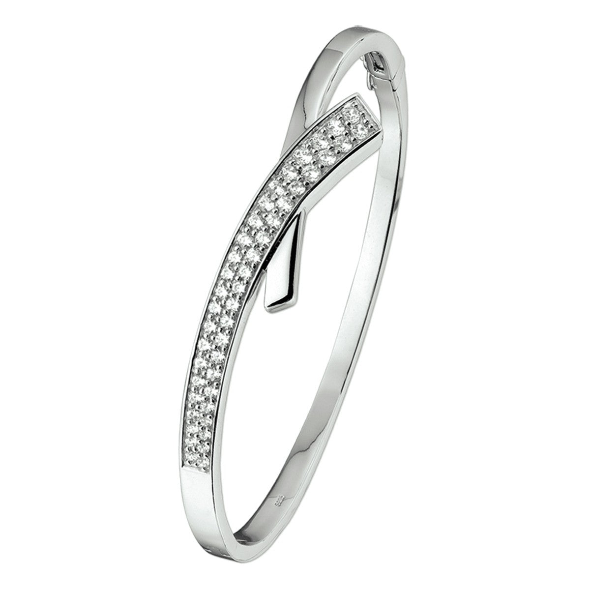 Fantasy Collection Bangle scharnier zirkonia 12 x 60 mm zilver