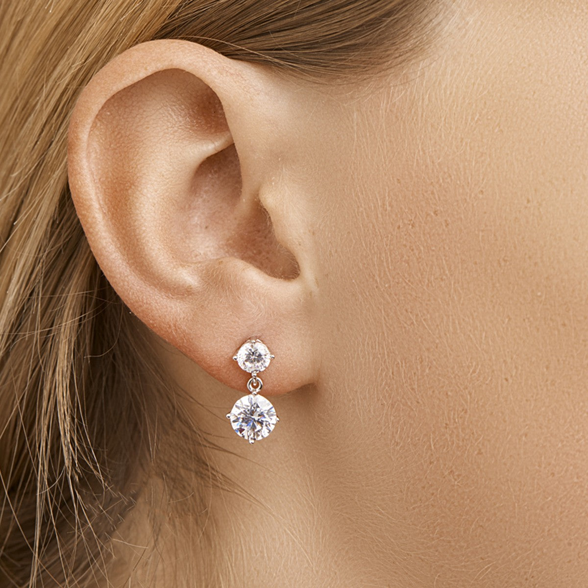 Fantasy Collection Hangende oorbellen zirkonia 17 mm zilver