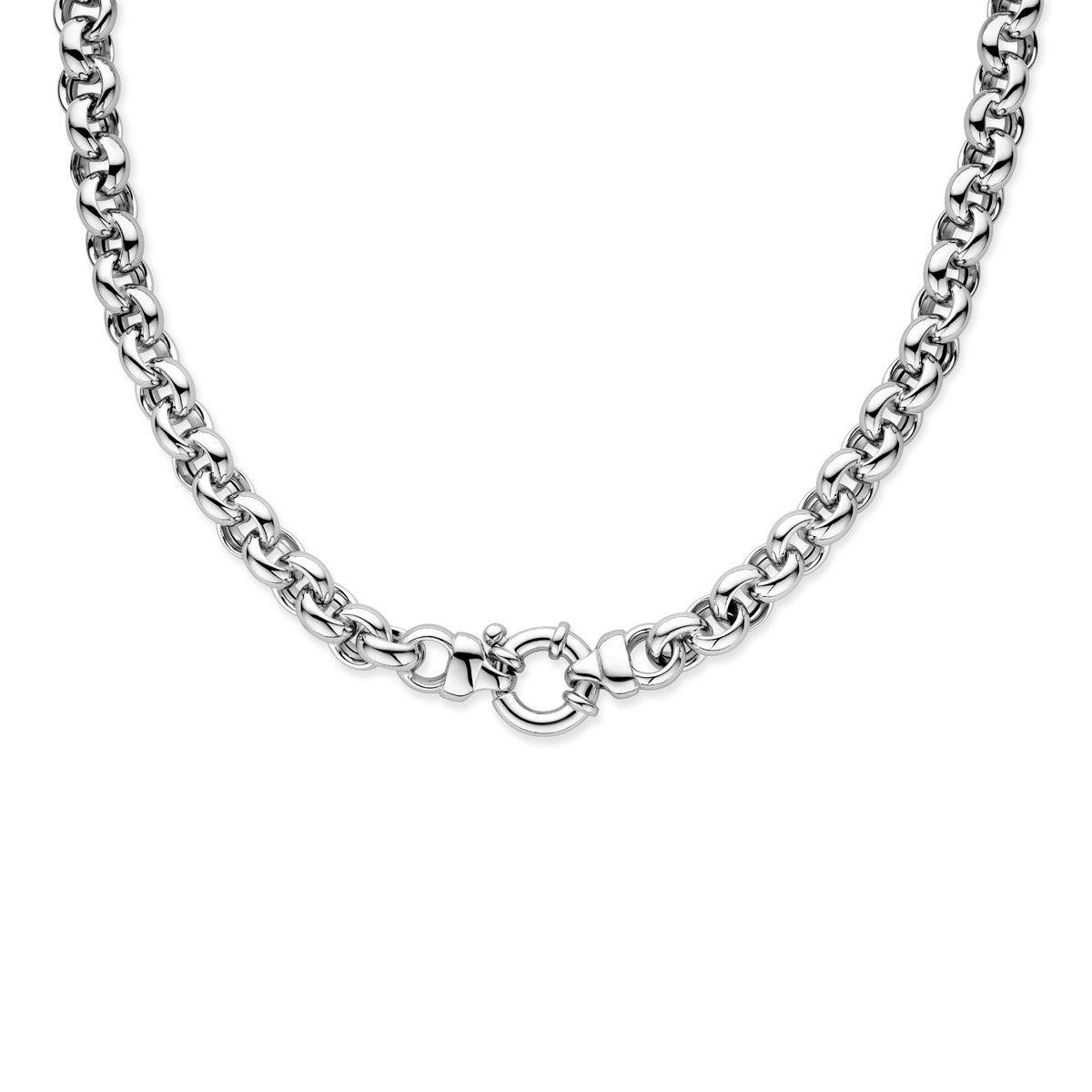 Fantasy Collection Collier jasseron 10 mm met groot veerslot zilver
