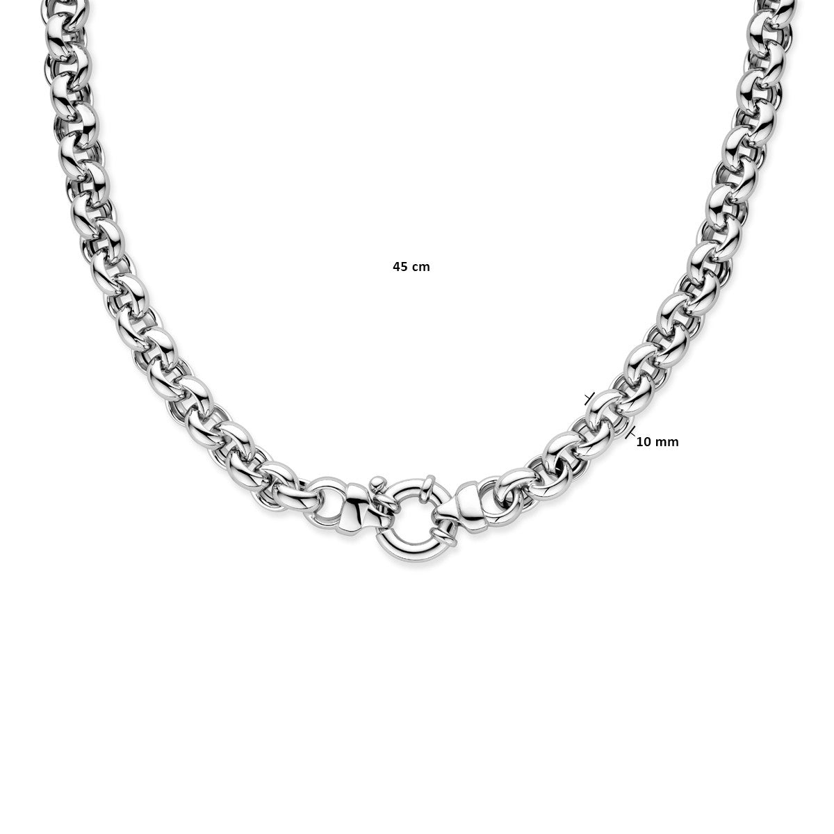 Fantasy Collection Collier jasseron 10 mm met groot veerslot zilver