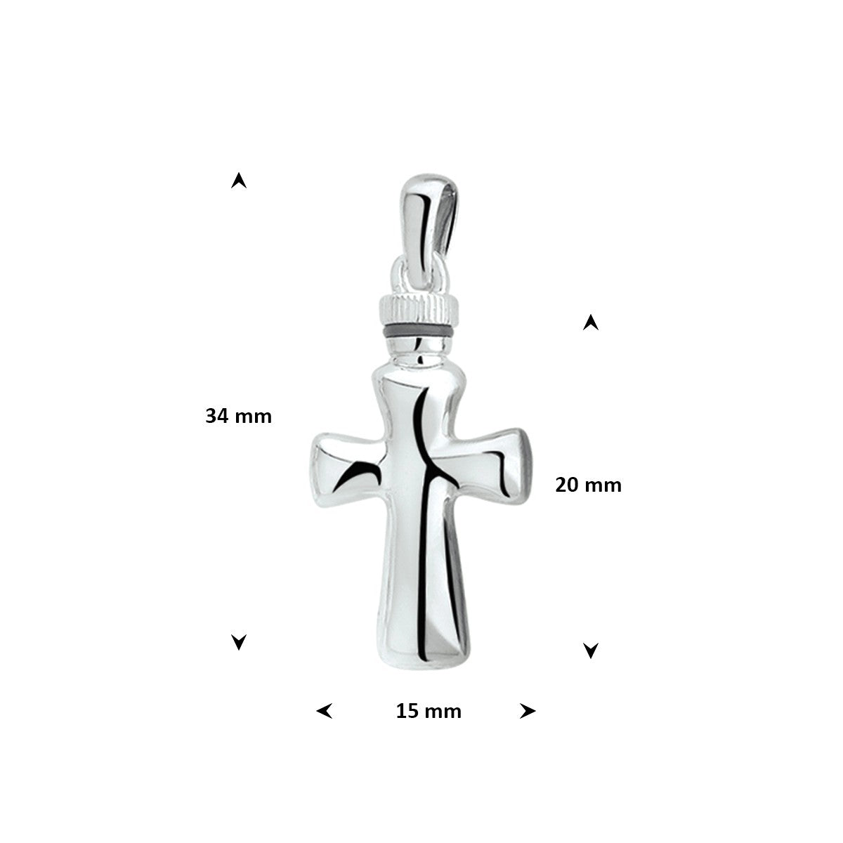 Urnhanger kruis 20 mm zilver