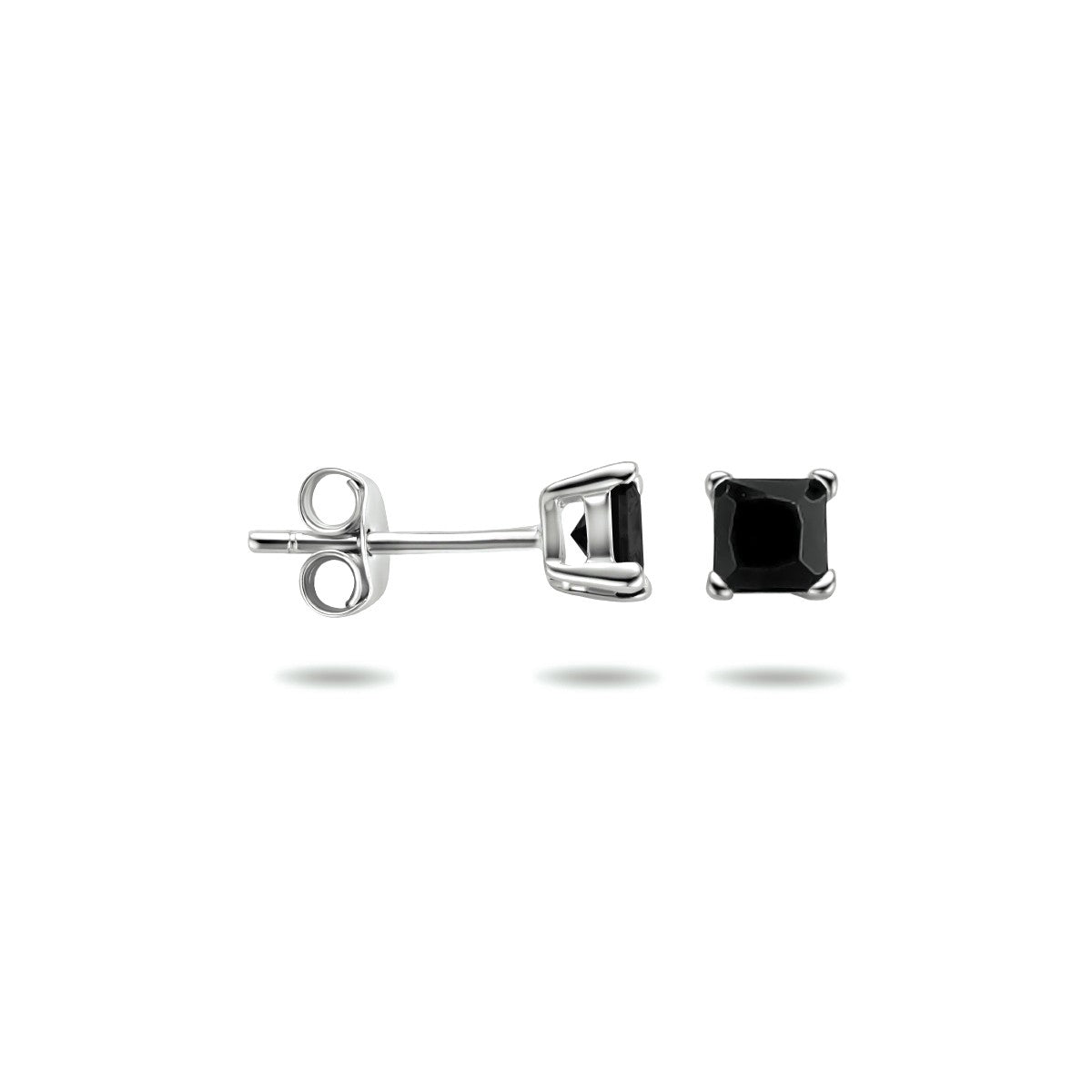 Oorknoppen zwart zirkonia gerhodineerd zilver 4 x 4 mm – 1313184