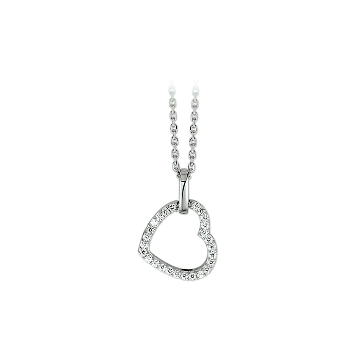 Fantasy Collection Collier hart zirkonia 41 + 4 cm zilver