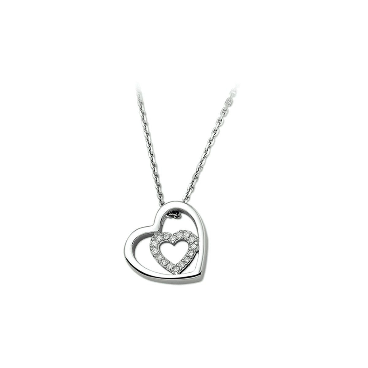 Fantasy Collection Collier hart zirkonia 41 + 4 cm zilver - PSN1313367