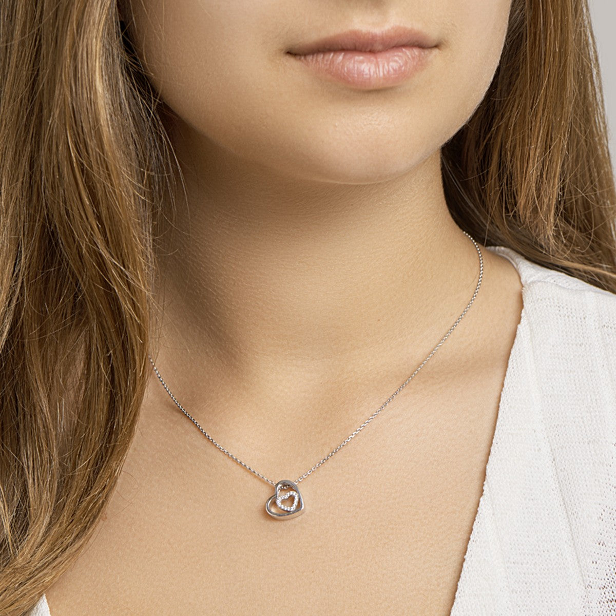 Fantasy Collection Collier hart zirkonia 41 + 4 cm zilver - PSN1313367