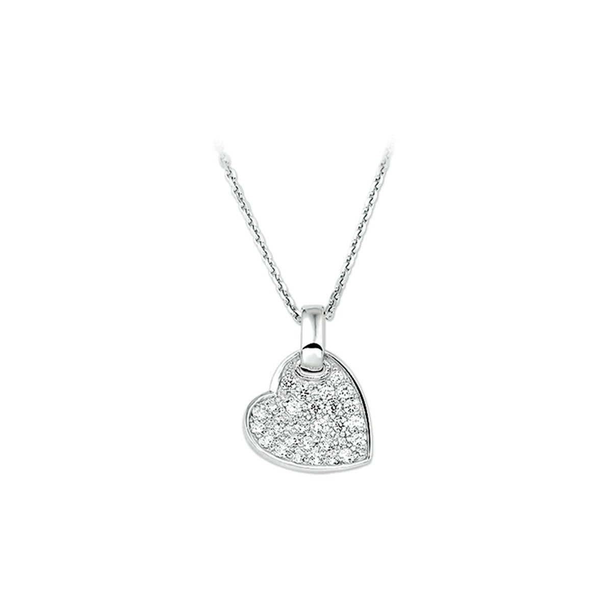 Fantasy Collection Collier hart zirkonia 41 + 4 cm zilver