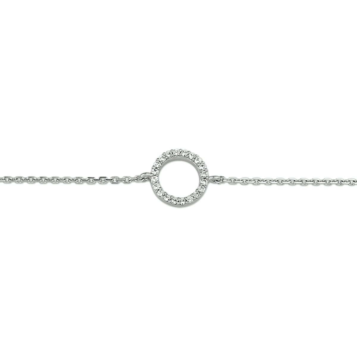 Armband zirkonia 15,5 + 2,5 cm zilver gerhodineerd