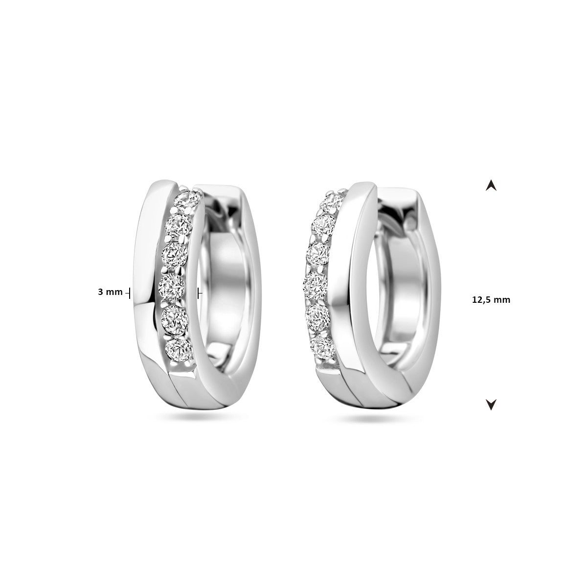 Fantasy Collection Oorbellen zirkonia 12,5 mm zilver