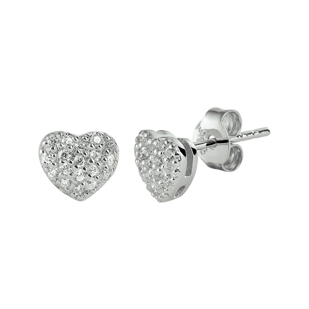 Fantasy Collection Oorbellen hart zirkonia 5,9 mm zilver