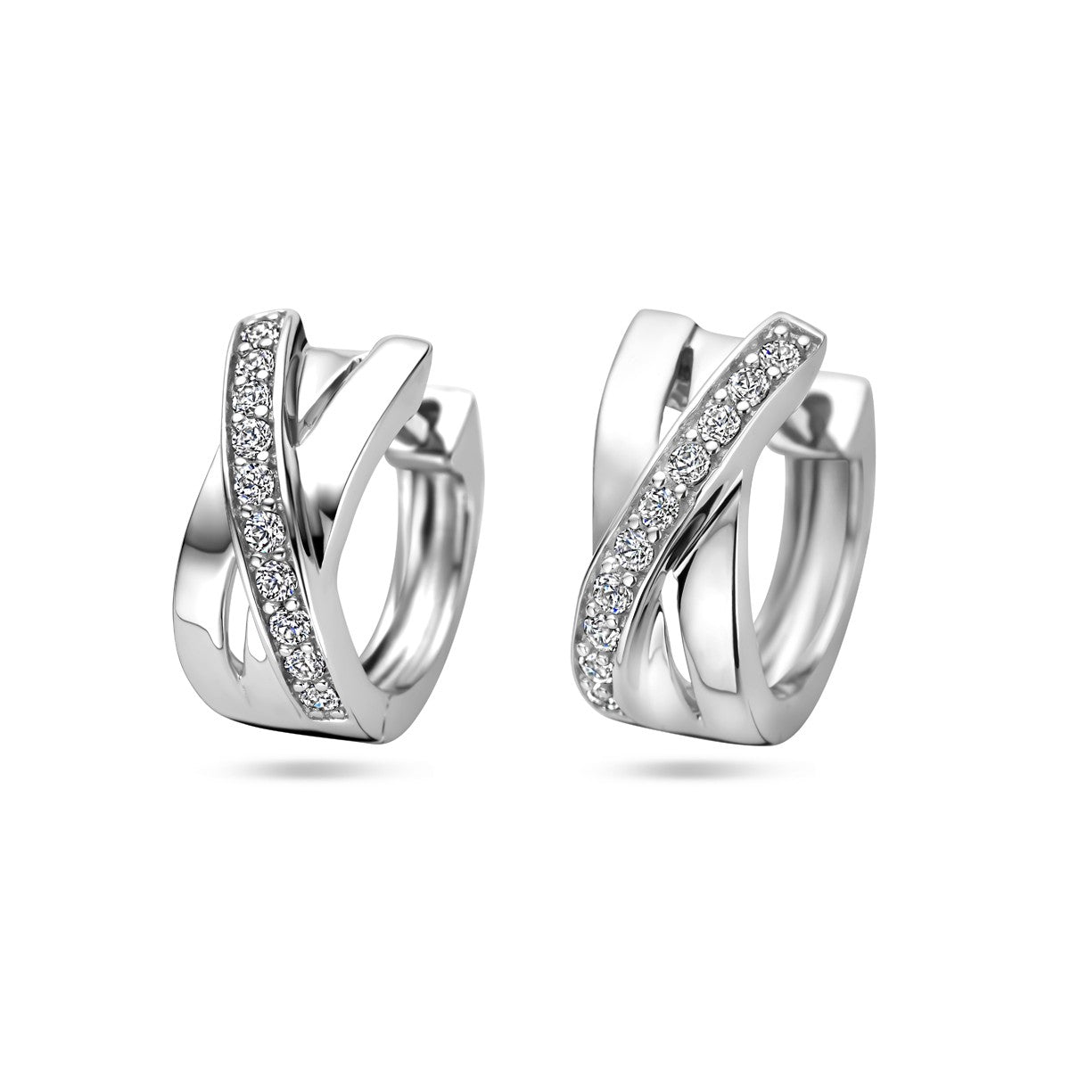 Fantasy Collection Oorbellen zirkonia 14 mm zilver