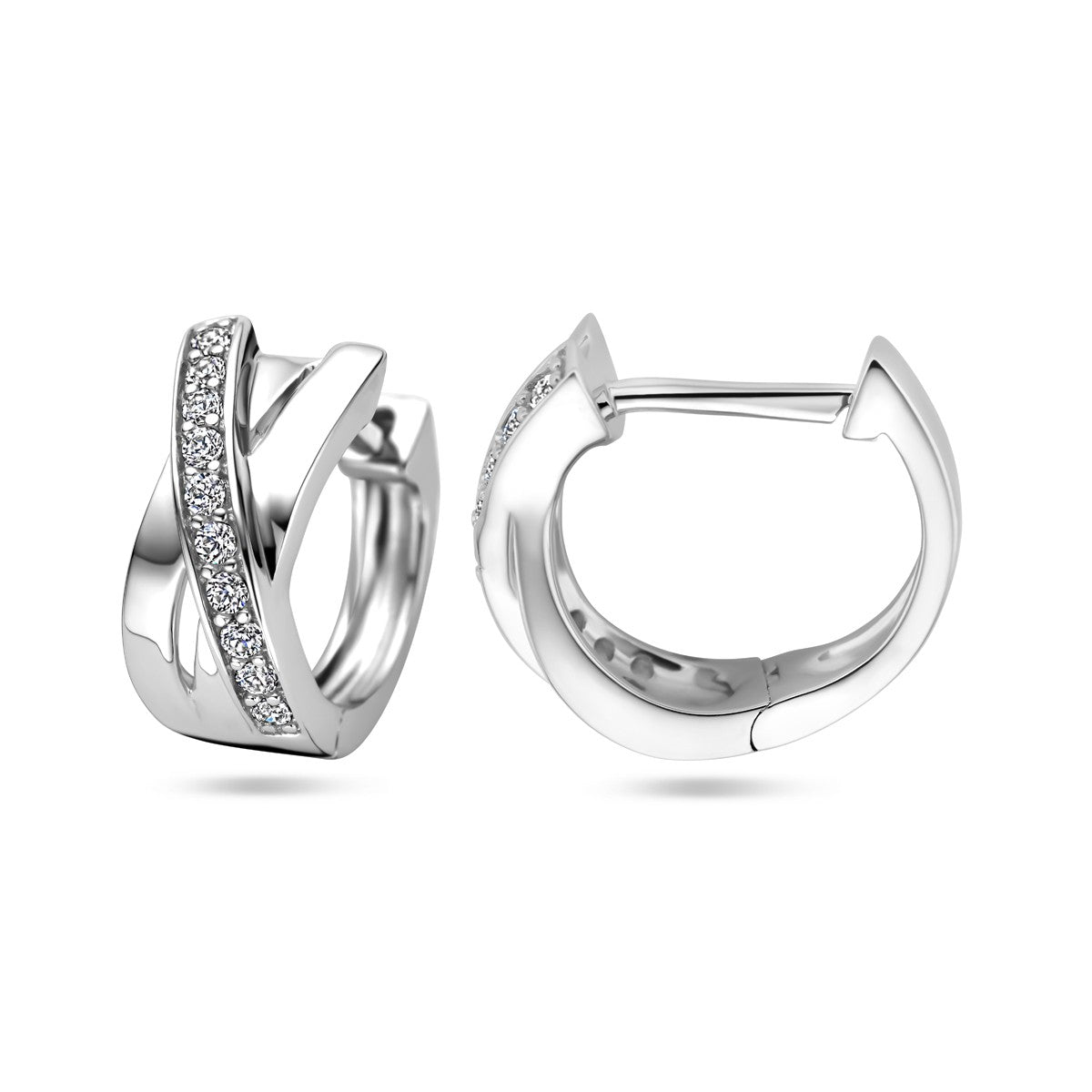 Fantasy Collection Oorbellen zirkonia 14 mm zilver