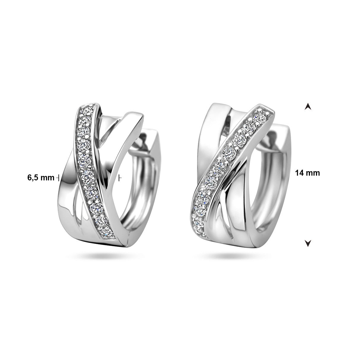 Fantasy Collection Oorbellen zirkonia 14 mm zilver