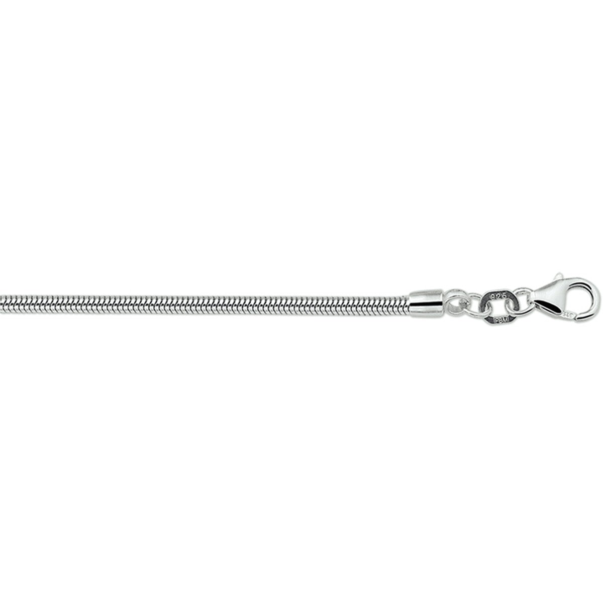 Fantasy Collection Slang rond 2,0 mm zilver halsketting