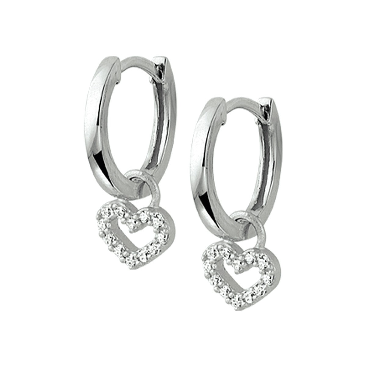 Fantasy Collection Oorbellen hart zirkonia zilver
