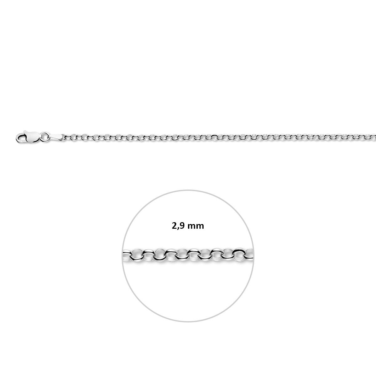 Collier jasseron 3,0 mm 80 cm zilver