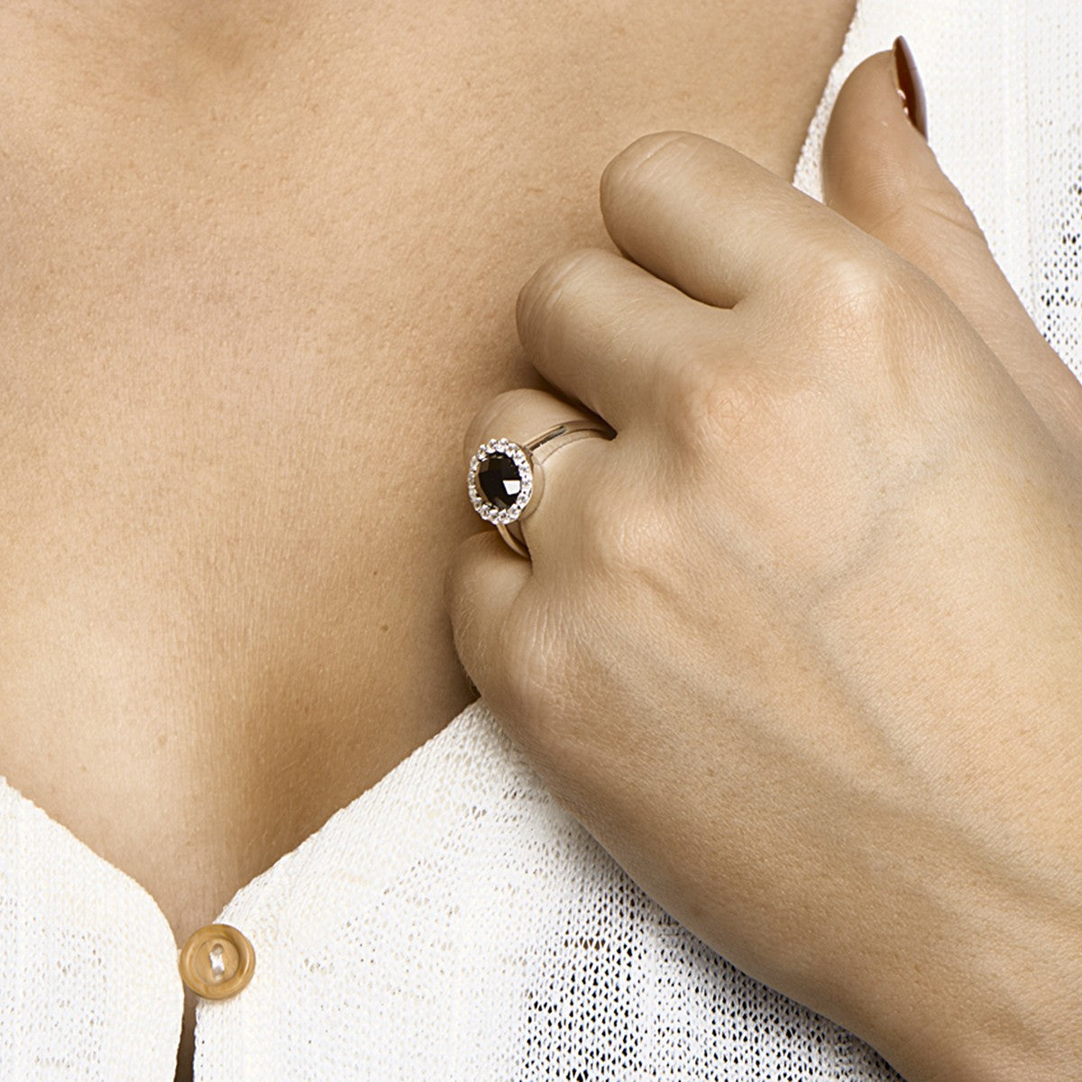 Fantasy Collection Ring onyx en zirkonia zilver