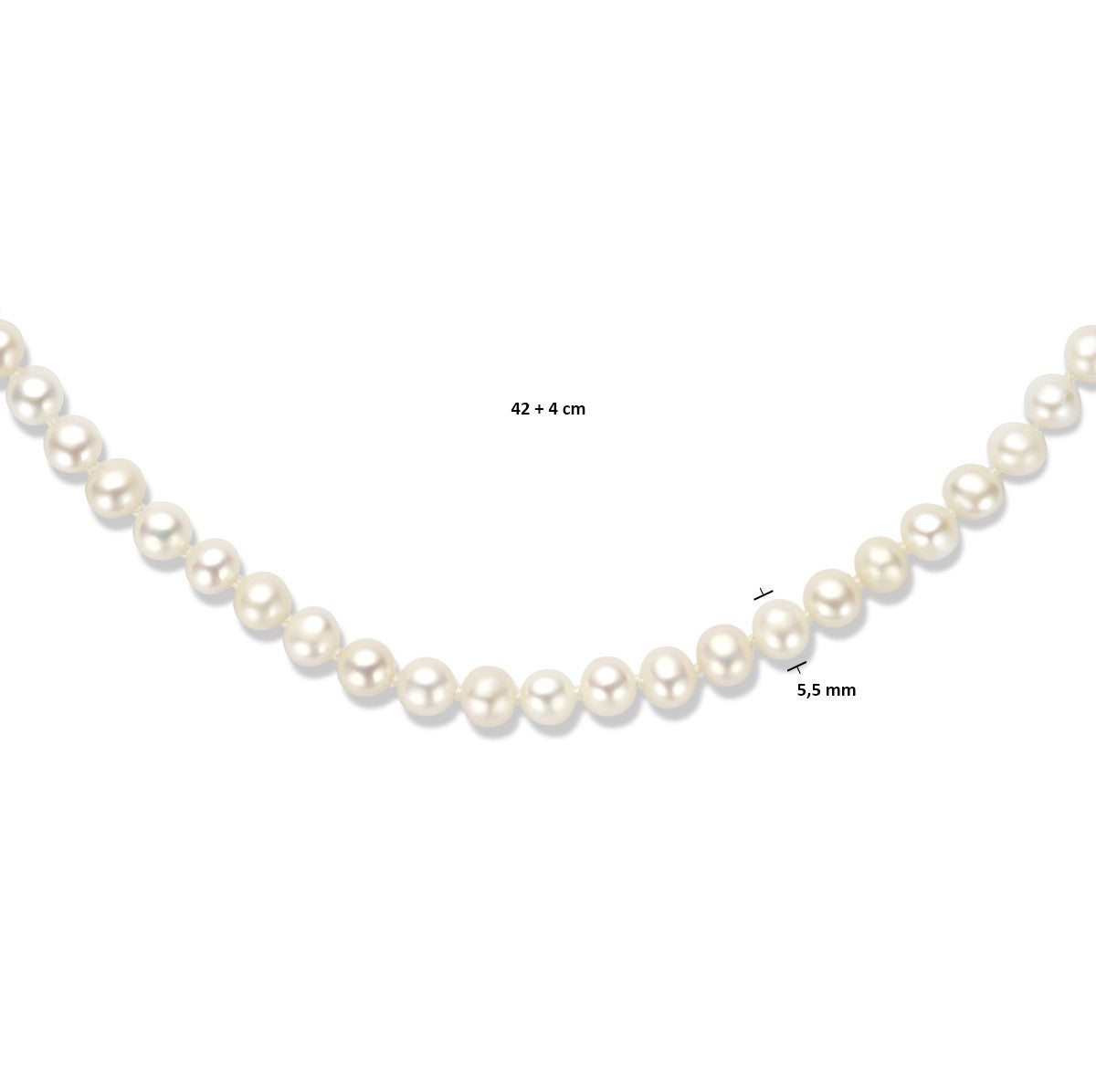 Collier parel 5,5 mm 42 + 4 cm zilver