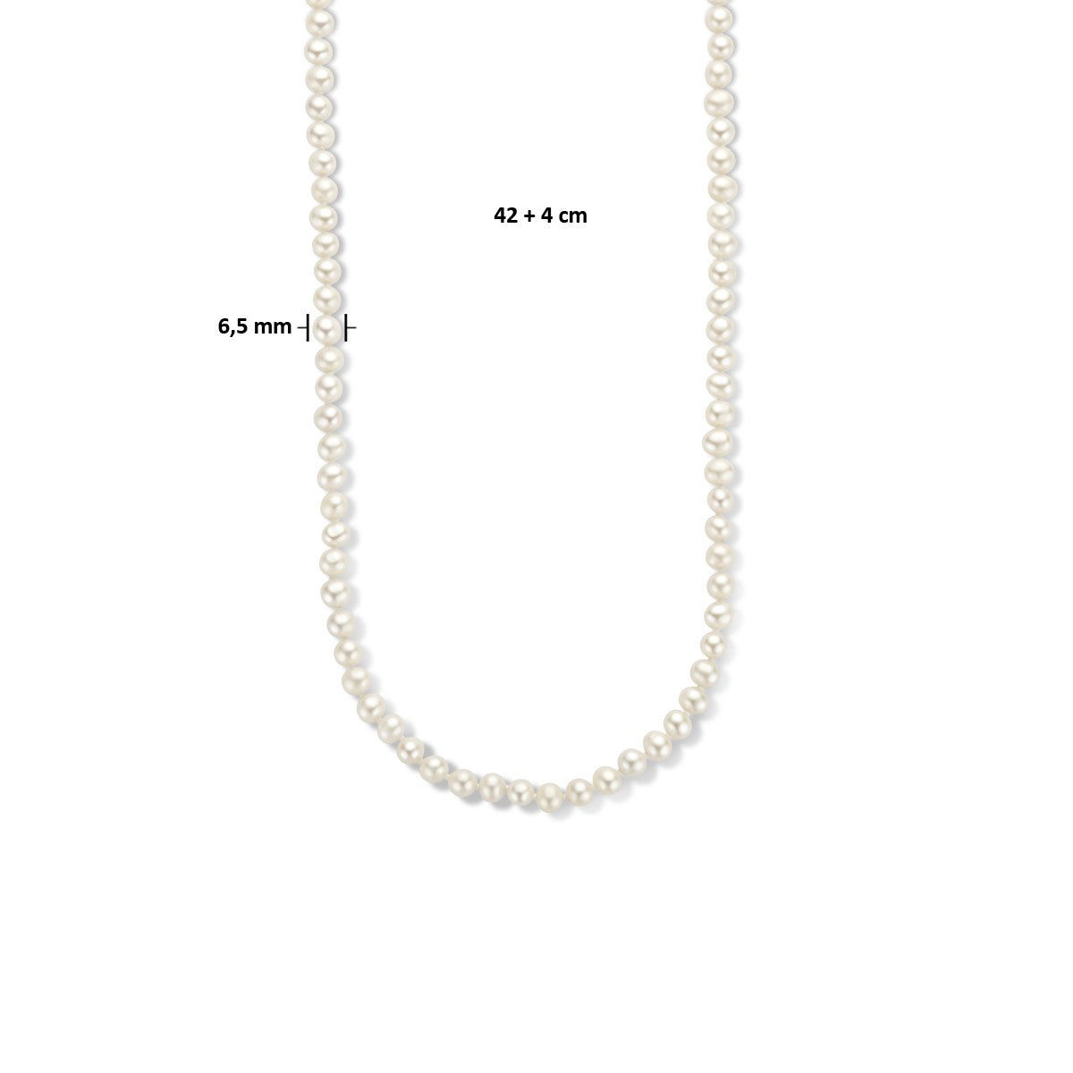 Fantasy Collection Collier parel 6,5 mm zilver