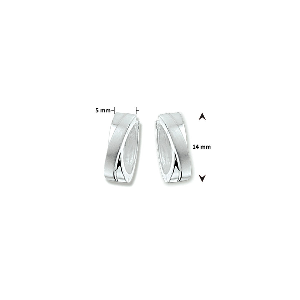 Fantasy Collection Oorbellen poli/mat 14 mm zilver