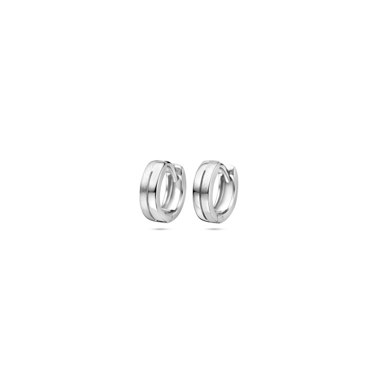Fantasy Collection Oorbellen vlak poli/mat 11,5 mm zilver