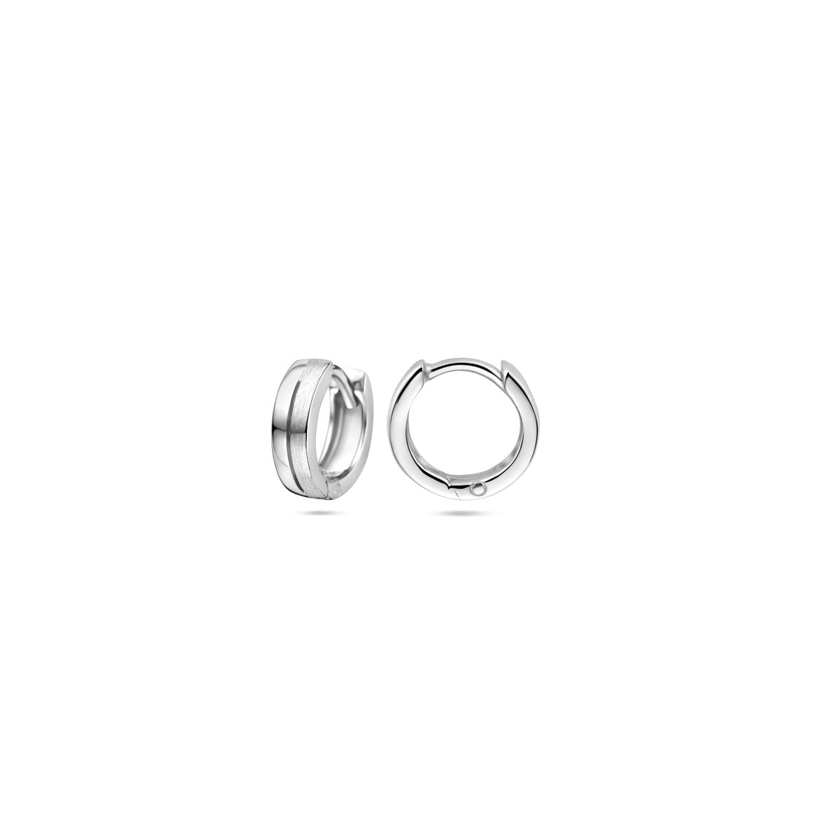 Fantasy Collection Oorbellen vlak poli/mat 11,5 mm zilver