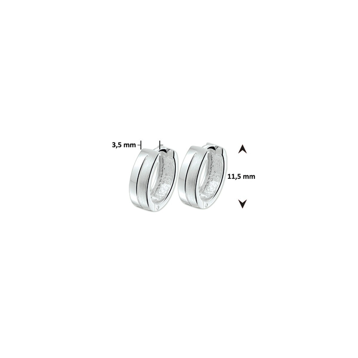 Fantasy Collection Oorbellen vlak poli/mat 11,5 mm zilver