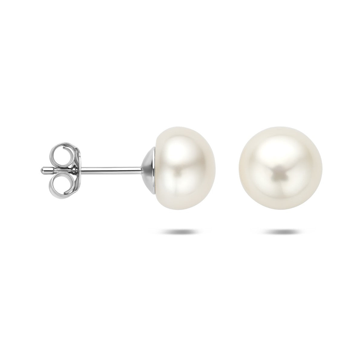 Oorbellen parel 9,3 mm zilver