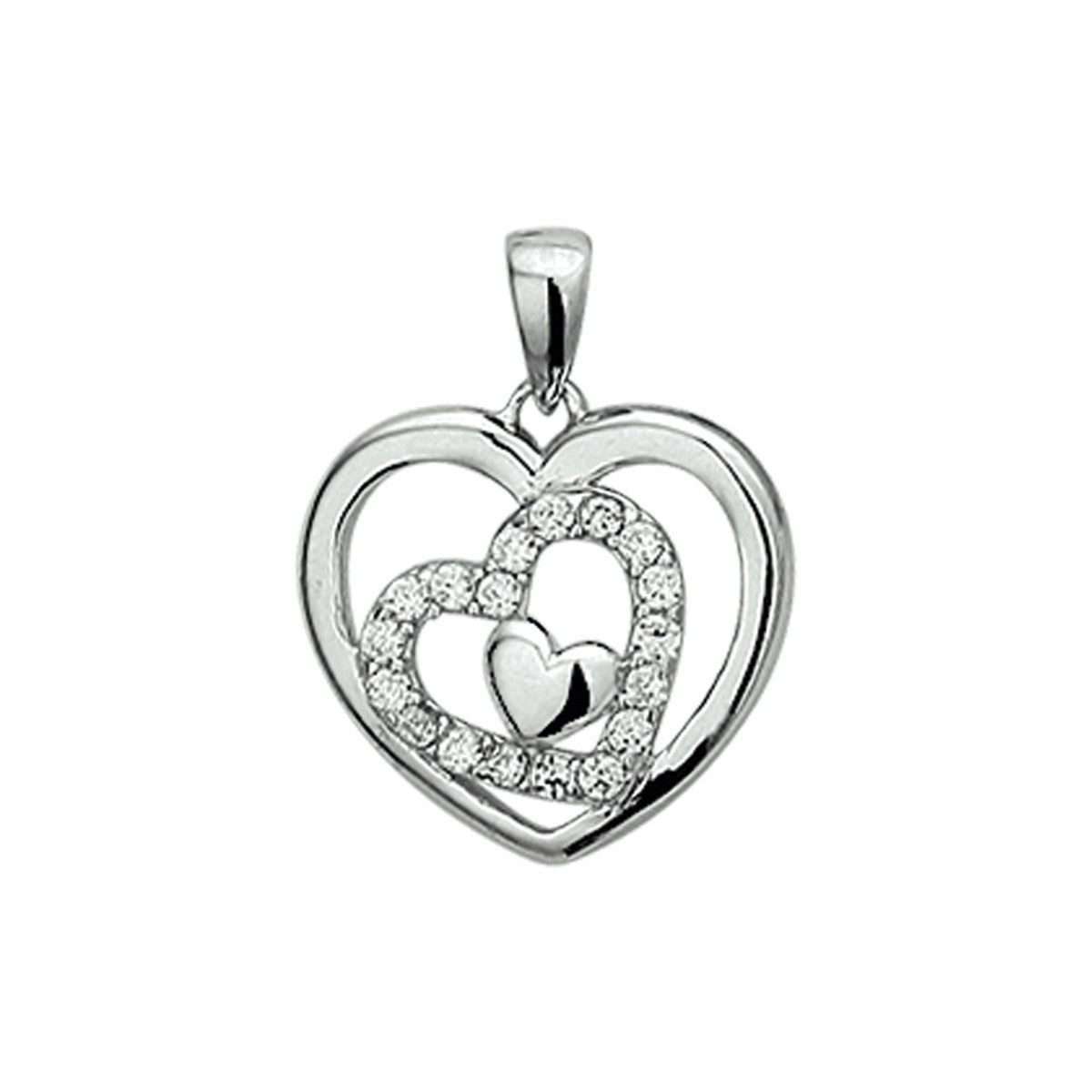 Fantasy Collection Hanger hart zirkonia 14 mm zilver