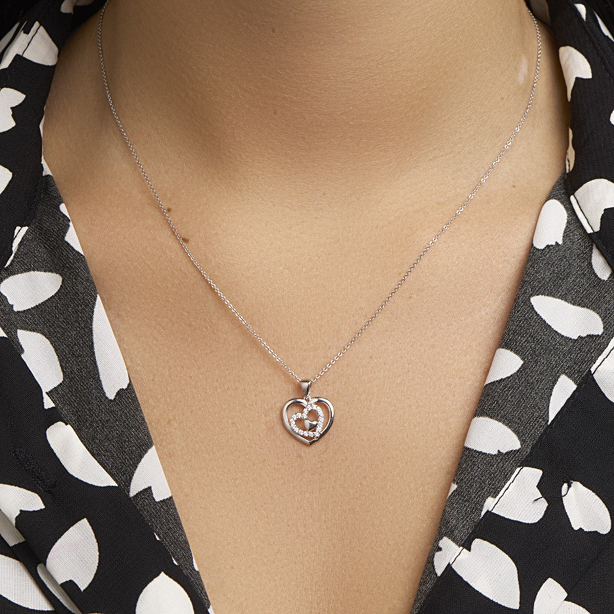 Fantasy Collection Hanger hart zirkonia 14 mm zilver