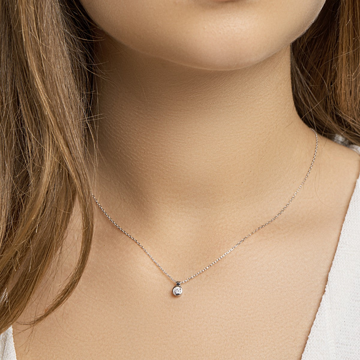 Fantasy Collection Collier zirkonia 40 + 4 cm zilver