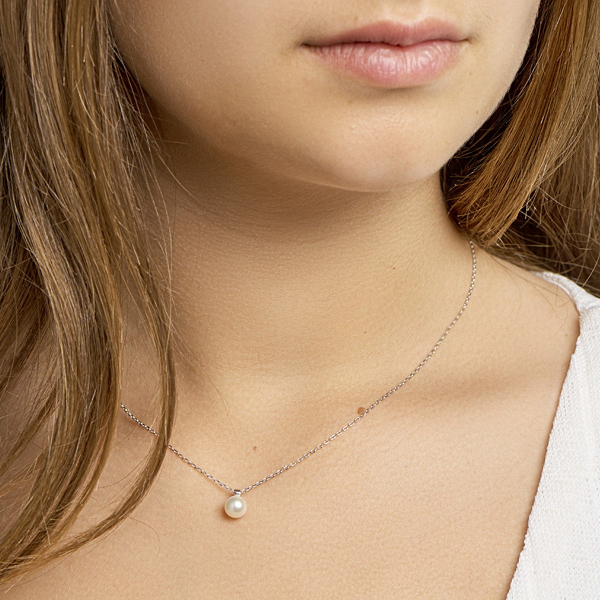 Fantasy Collection Collier parel 40 + 4 cm zilver