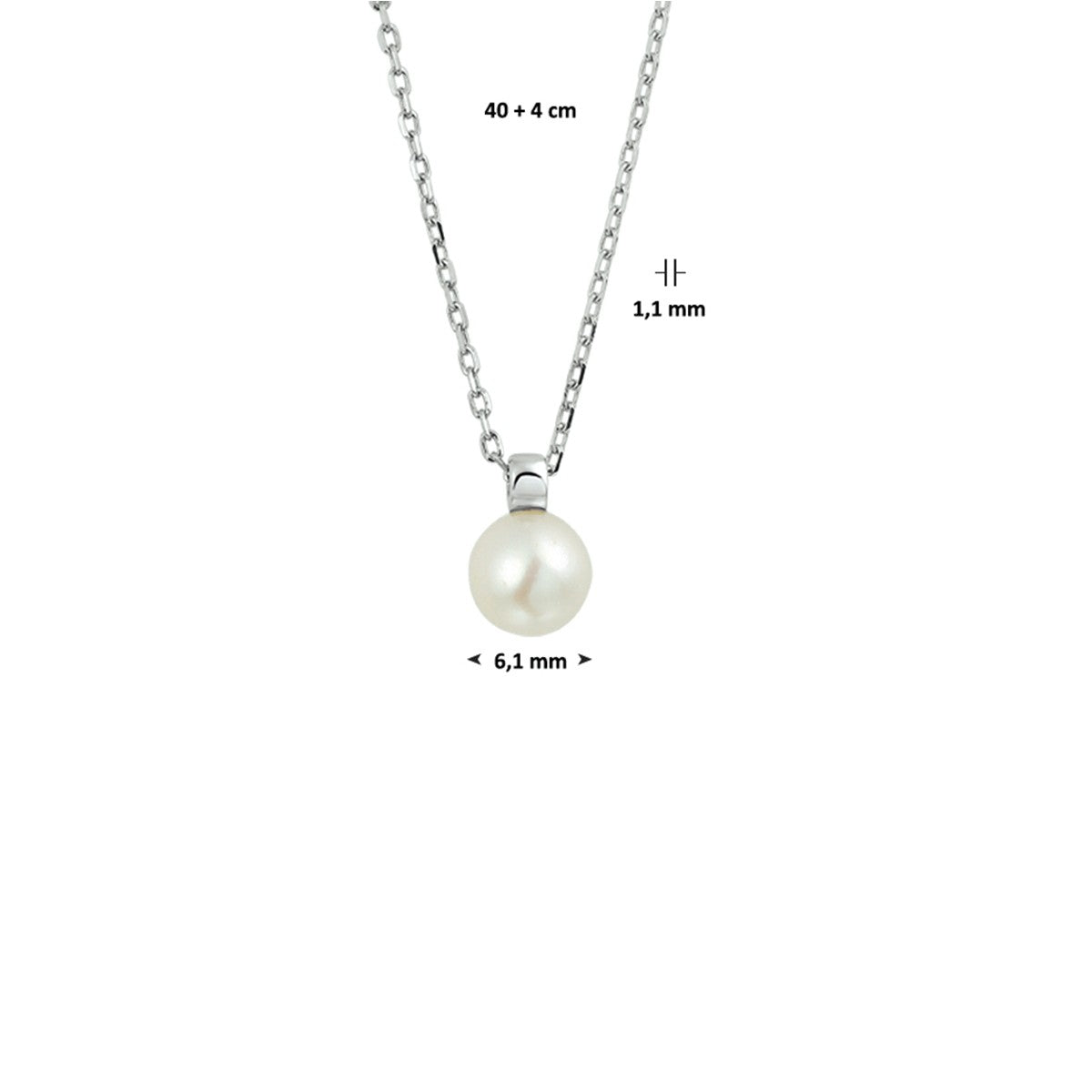 Fantasy Collection Collier parel 40 + 4 cm zilver