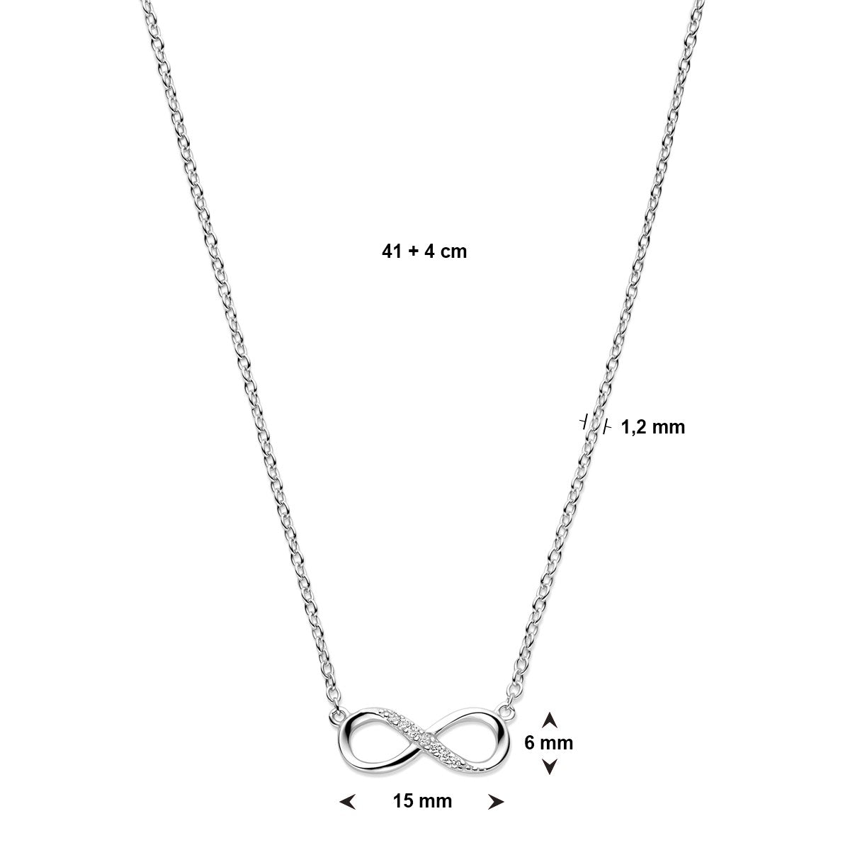 Fantasy Collection Collier infinity zirkonia 41 + 4 cm zilver