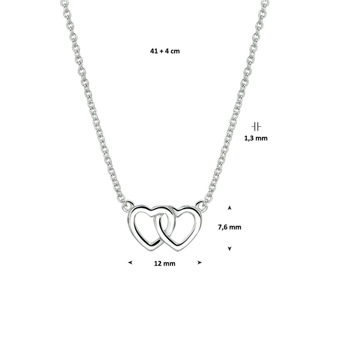 Fantasy Collection Collier hart 41 + 4 cm zilver
