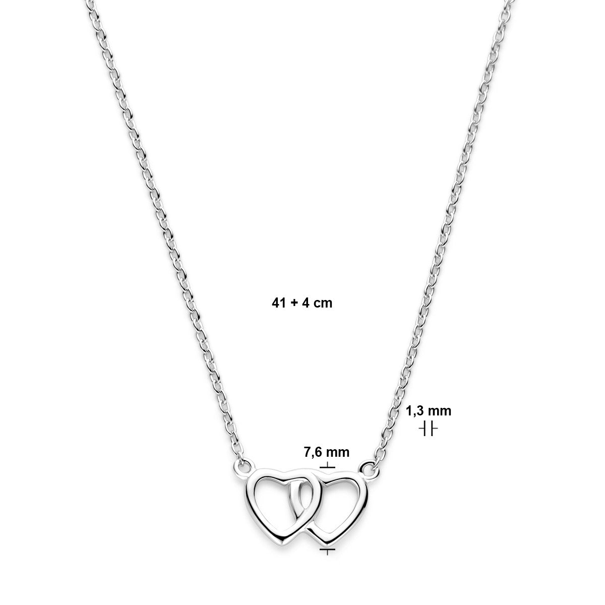 Fantasy Collection Collier hart 41 + 4 cm zilver