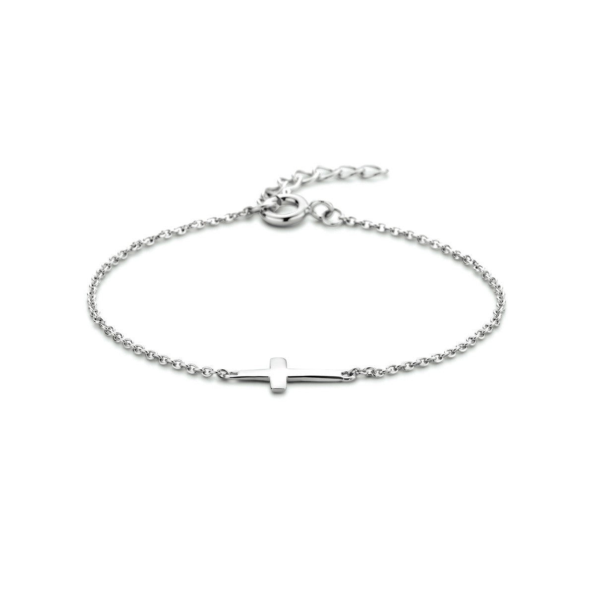 Fantasy Collection Armband kruis 15,5 + 2,5 cm zilver